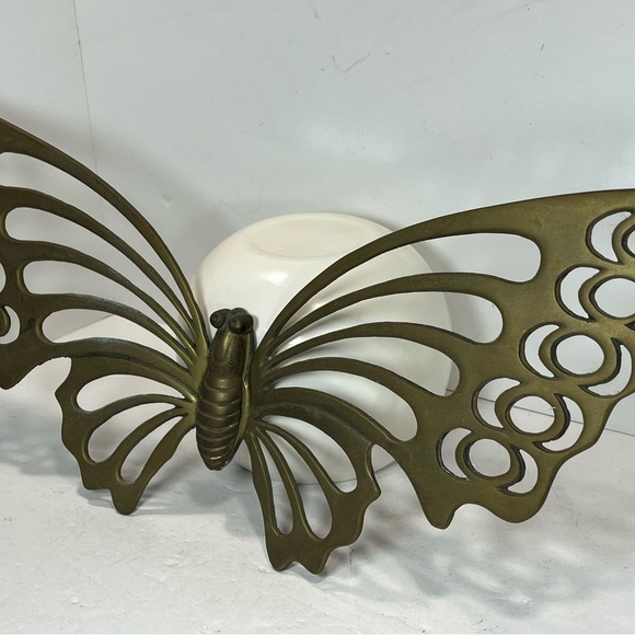 Vintage Solid Brass 22” MCM Butterfly Wall Hanging Decor - Picture 6 of 10